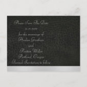 Fleur de Lis Zwart Leer Save the Date Briefkaart (Achterkant)