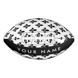 Fleur de Lis, Zwart op Wit, Zwart, Uw Naam American Football