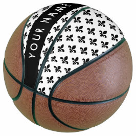 Fleur de Lis, Zwart op Wit, Zwart, Uw Naam Basketbal