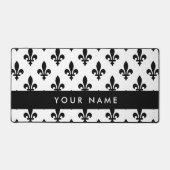 Fleur de Lis, Zwart op Wit, Zwart, Uw Naam Bureaumat (Voorkant)