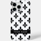 Fleur de Lis, Zwart op Wit, Zwart, Uw Naam Case-Mate iPhone Case (Achterkant)