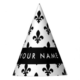 Fleur de Lis, Zwart op Wit, Zwart, Uw Naam Feesthoedjes