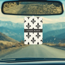 Fleur de Lis, Zwart op Wit, Zwart, Uw Naam