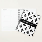 Fleur de Lis, Zwart op Wit, Zwart, Uw Naam Planner (Display)