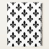 Fleur de Lis, Zwart op Wit, Zwart, Uw Naam Planner (Achterkant)