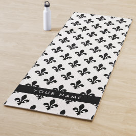 Fleur de Lis, Zwart op Wit, Zwart, Uw Naam Yogamat