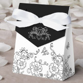 Fleur de lis zwart-wit bruiloft bedankdoosjes