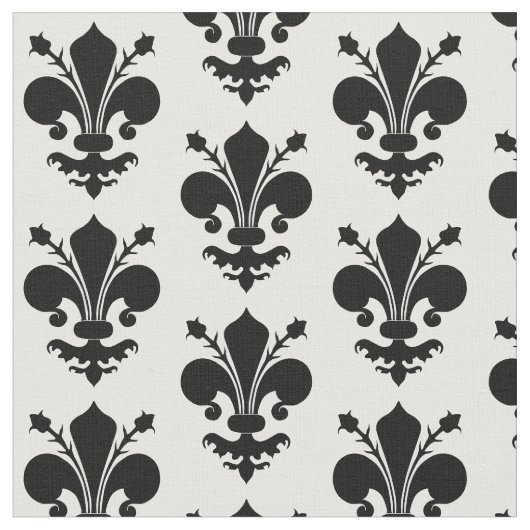 Fleur de lis zwart-wit middeleeuws patroon stof (Close Up)