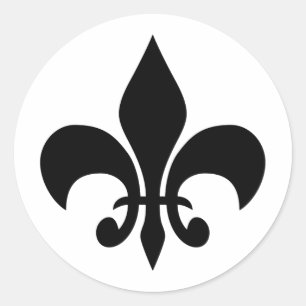 Fleur de lis Zwart & Wit Ronde Sticker