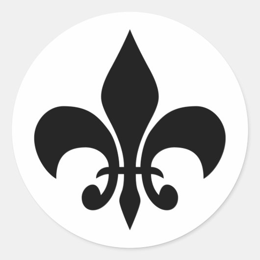 Fleur de lis Zwart & Wit Ronde Sticker (Voorkant)