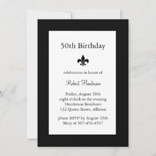 Fleur de Lise 50th Birthday Invitation Kaart