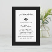 Fleur de Lise 50th Birthday Invitation Kaart (Staand voorkant)