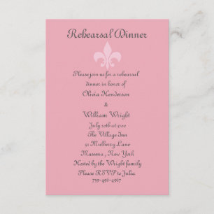 Fleur de Lise Rehearsal Dinner Invite Pinks Kaart