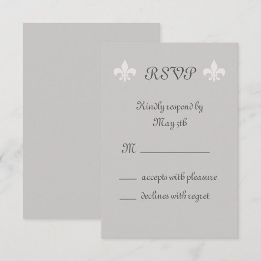 Fleur de Lise RSVP in Smokey Grays Kaartje (Voorkant / Achterkant)
