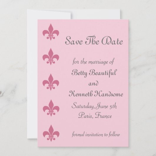 Fleur de Lise Save the Date in Pinks (Voorkant)