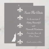 Fleur De Lise slaat de datum op in sneltoetsen Save The Date (Voorkant / Achterkant)