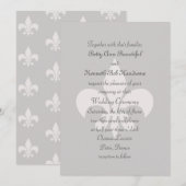 Fleur de Lise Wedding Invitation in Smokey Grays Kaart (Voorkant / Achterkant)