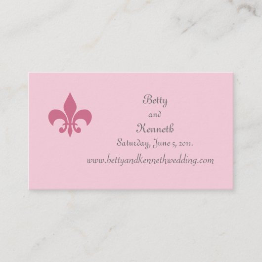 Fleur de Lise Wedding Website Kaart in Pinks (Voorkant)