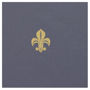 Fleur de lys franse lichtgeel op marine stof