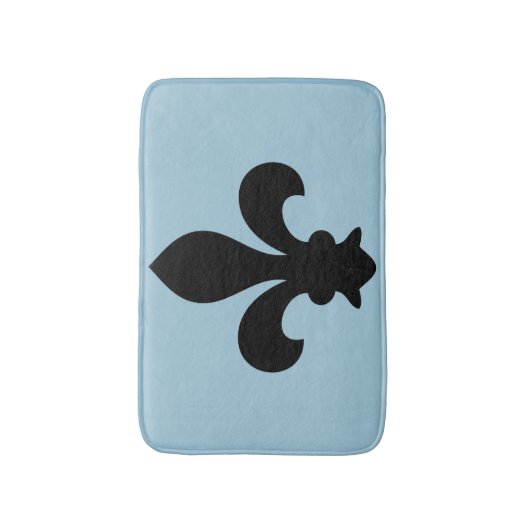 Fleur de Lys Franse Symbool Black Blue Aangepaste  Badmat (Voorkant Verticaal)