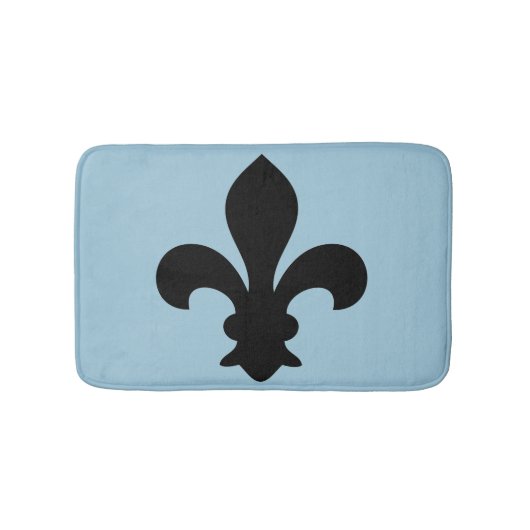 Fleur de Lys Franse Symbool Black Blue Aangepaste Badmat (Voorkant)