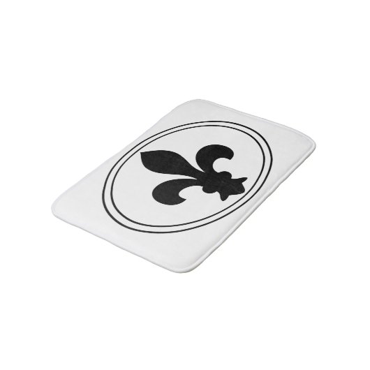 Fleur de Lys French Symbol Black Oval Aangepaste k Badmat (Gekanteld)