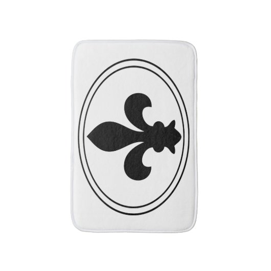 Fleur de Lys French Symbol Black Oval Aangepaste k Badmat (Voorkant Verticaal)