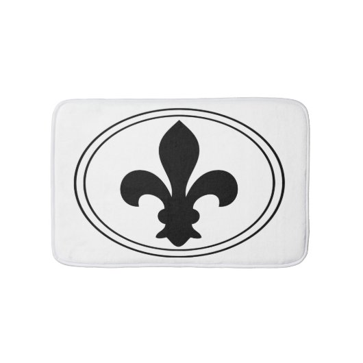 Fleur de Lys French Symbol Black Oval Aangepaste k Badmat (Voorkant)