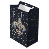 Fleur de Lys-inpakpapier Medium Cadeauzakje (Voorkant Gekanteld)