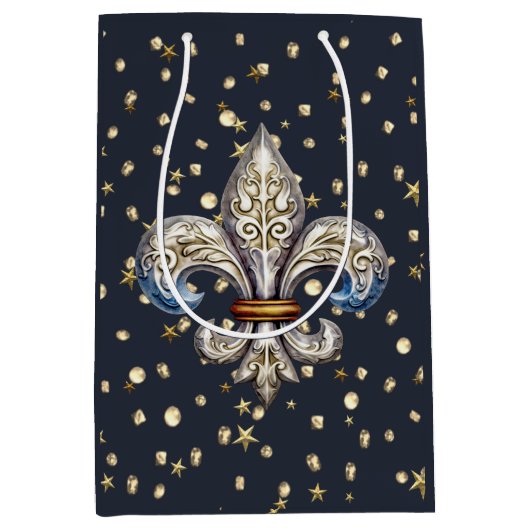 Fleur de Lys-inpakpapier Medium Cadeauzakje (Voorkant)