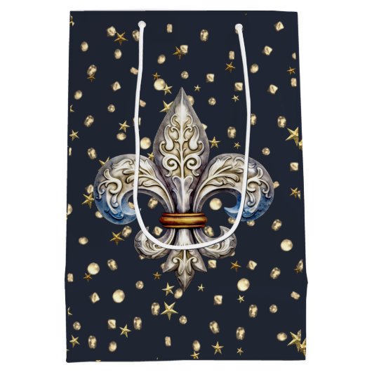 Fleur de Lys-inpakpapier Medium Cadeauzakje (Achterkant)