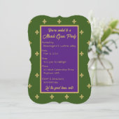 Fleur-de-lys Mardi Gras Party Kaart (Staand voorkant)