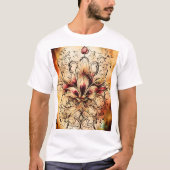 Fleur-de-Lys Tattoo in Abstracte Waterverf Design T-shirt (Voorkant)