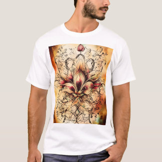 Fleur-de-Lys Tattoo in Abstracte Waterverf Design T-shirt