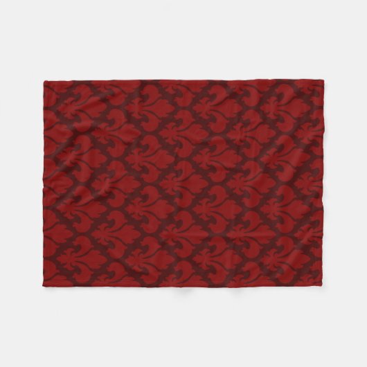 Fleur-de-lys Tiled Pattern Red Fleece Deken (Voorkant (Horizontaal))