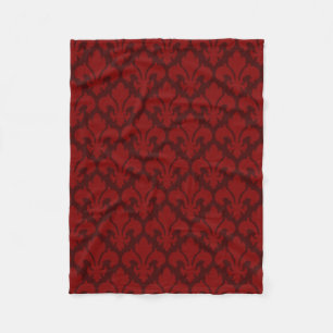 Fleur-de-lys Tiled Pattern Red Fleece Deken