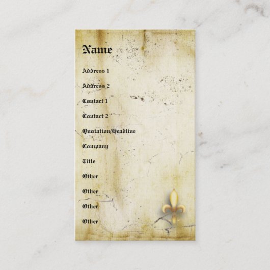 Fleur-de-Lys Visitekaartje (Voorkant)