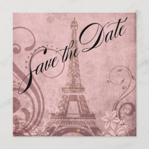 Fleur de Paris Eiffel Toren Save the Date   roze Kaart