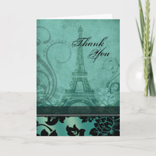 Fleur de Paris Eiffel Toren   turquoise Dank je we Bedankkaart
