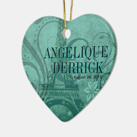 Fleur de Paris Eiffel Tower Weddenschap blauwgroen Keramisch Ornament (Links)