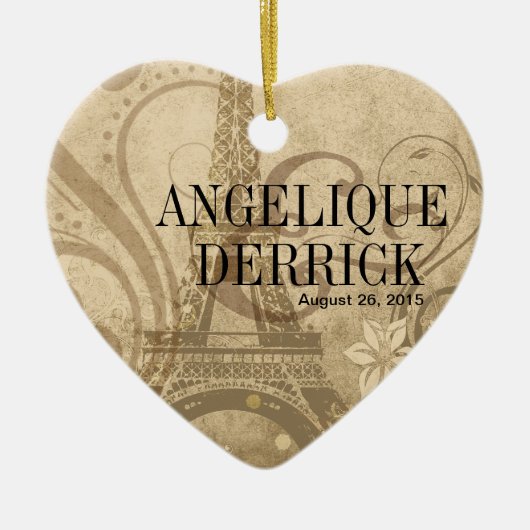 Fleur de Paris Eiffel Tower Wedzand Keramisch Ornament (Voorkant)