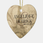 Fleur de Paris Eiffel Tower Wedzand Keramisch Ornament (Links)