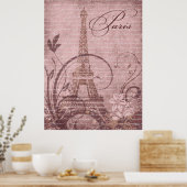 Fleur de Paris Eiffeltoren 30"x40" roze Poster (Keuken)