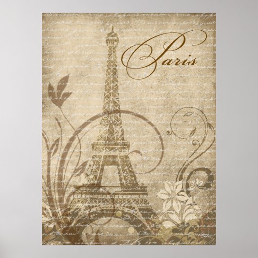 Fleur de Paris Eiffeltoren 30 "x40" zand Poster (Voorkant)