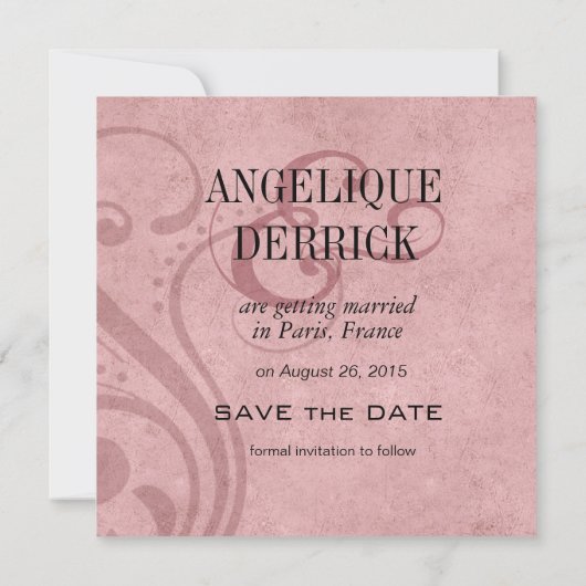 Fleur de Paris Eiffeltoren Save the Date | roze Kaart (Achterkant)