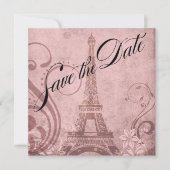Fleur de Paris Eiffeltoren Save the Date | roze Kaart (Voorkant)