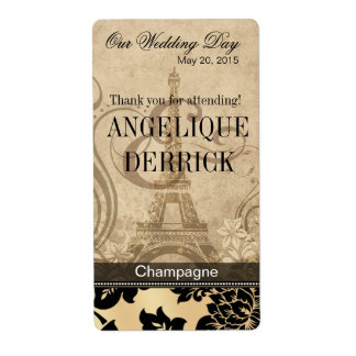 Fleur de Paris Eiffeltoren | Zand Wijnetiket Etiket