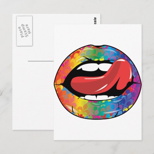 Fleur de Rainbow Licking Lips Briefkaart (Voorkant / Achterkant)