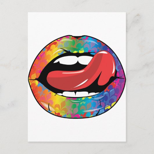 Fleur de Rainbow Licking Lips Briefkaart (Voorkant)