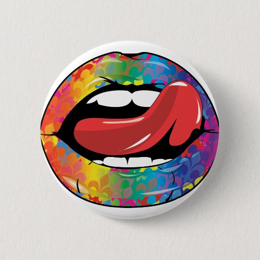 Fleur de Rainbow Licking Lips Ronde Button 5,7 Cm (Voorkant)